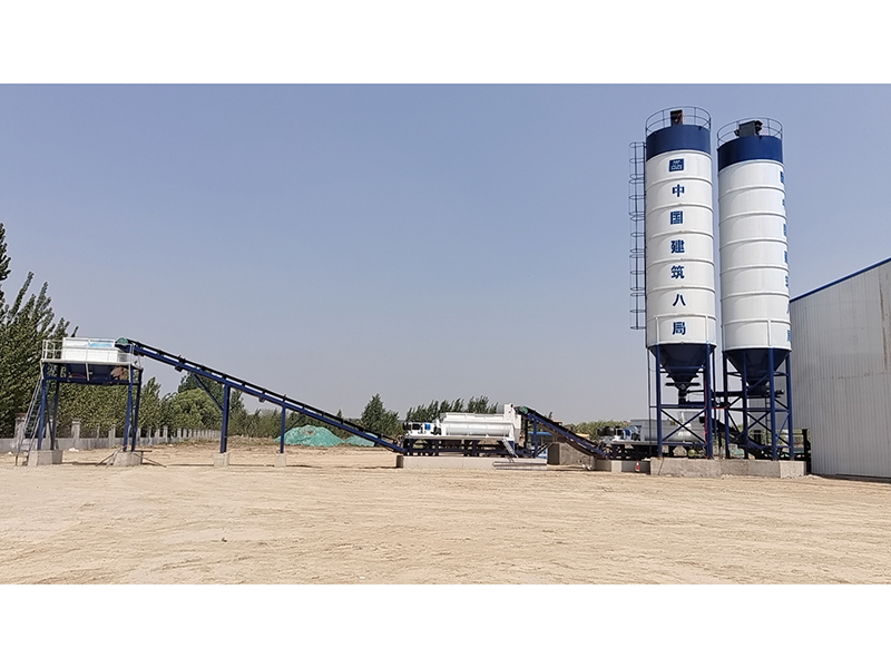 WDJ800型中間皮帶式二次攪拌水穩(wěn)拌合站配立式倉