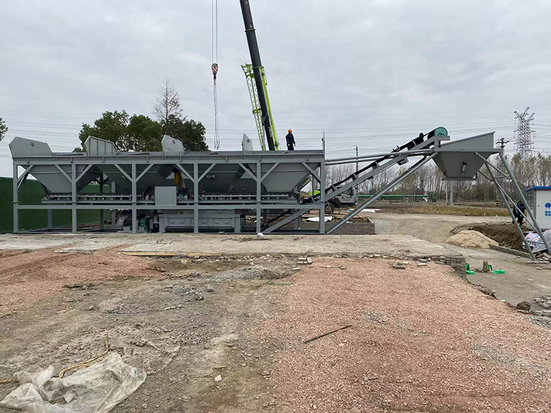 WDJ400型免基礎(chǔ)水穩(wěn)拌合站配臥式水泥倉(cāng)